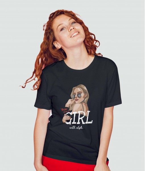 Дамска тениска с щампа Арт Girl with style